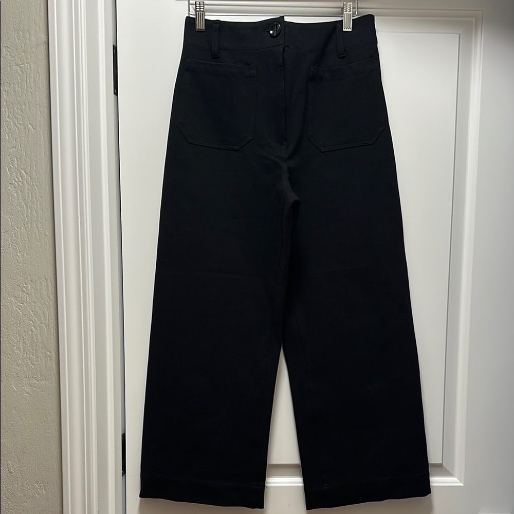 Quince Black Ultra-Stretch Ponte Cropped Wide Leg Pants - 24”